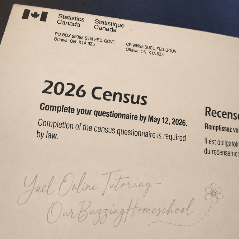 Statistics Canada - 2026 Canadian Census letter photographed for a homeschool civics and social studies blog post