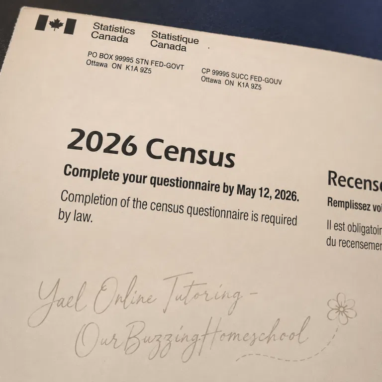 Statistics Canada - 2026 Canadian Census letter photographed for a homeschool civics and social studies blog post