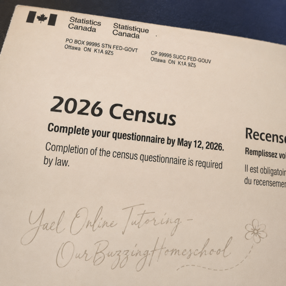 Statistics Canada - 2026 Canadian Census letter photographed for a homeschool civics and social studies blog post