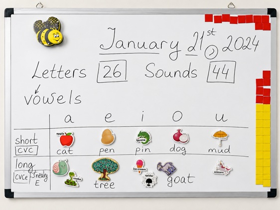 Учебная доска с материалами по phonics и английскому чтению для младших школьников